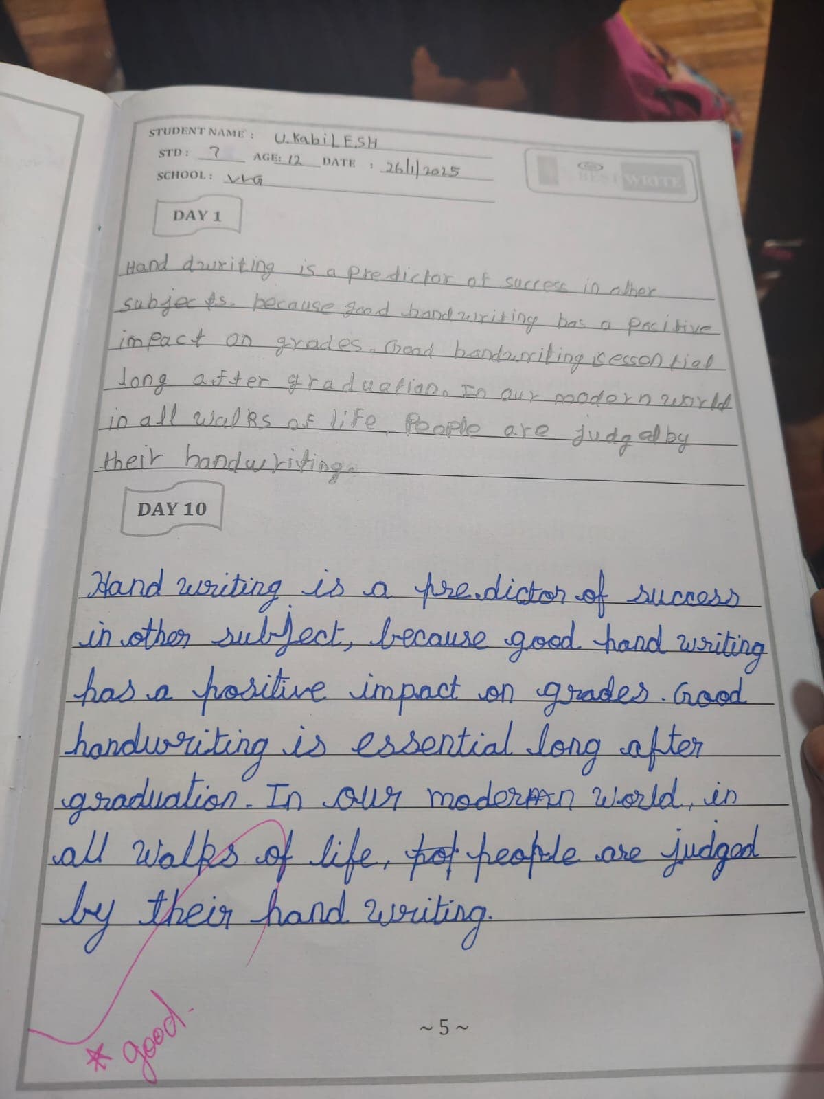 Handwriting sample 2