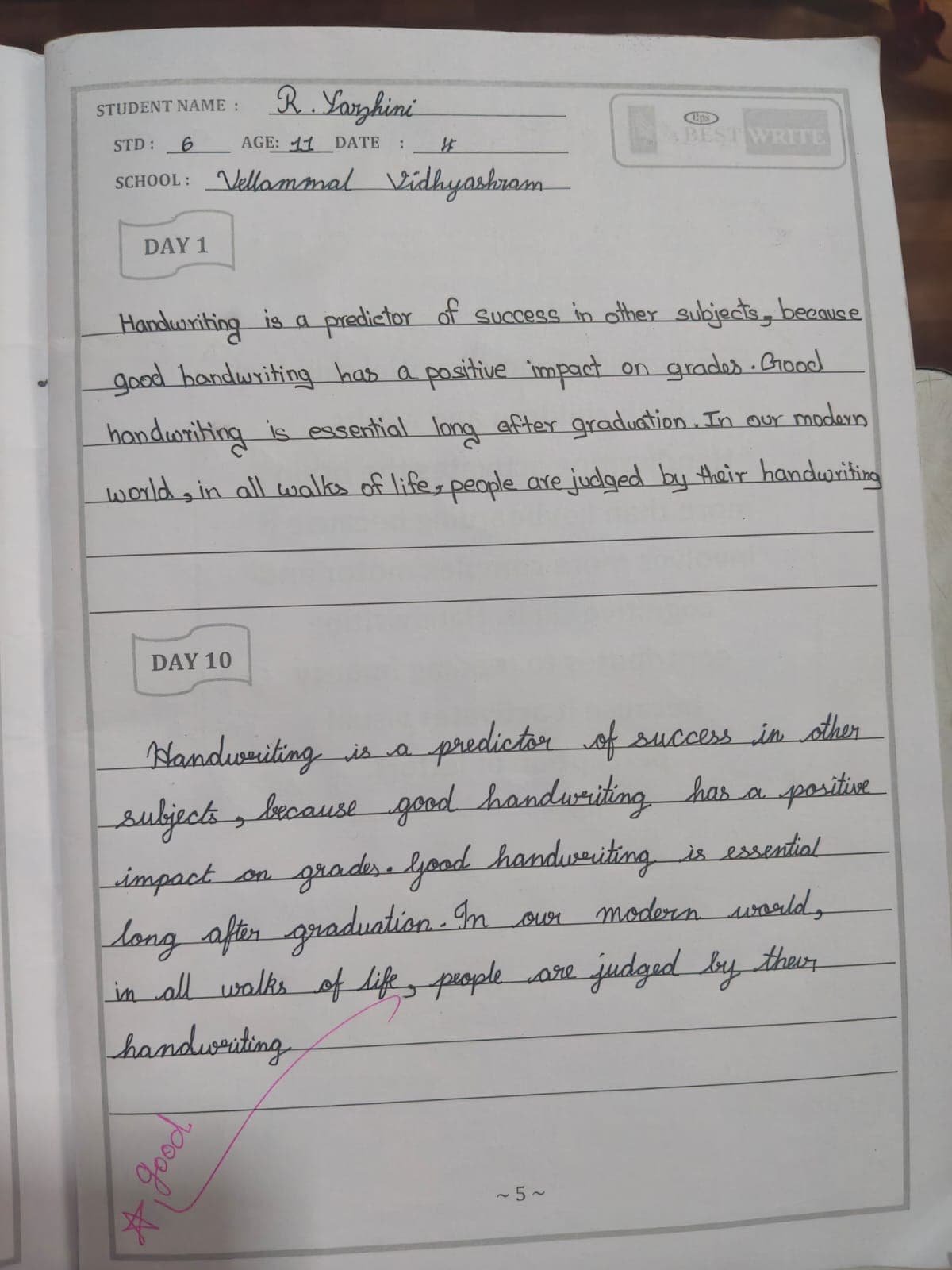 Handwriting sample 3