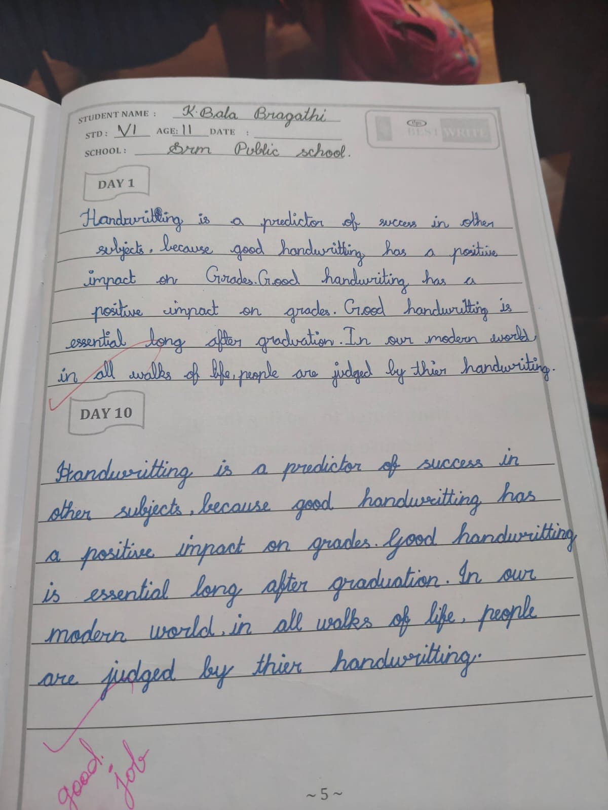 Handwriting sample 4